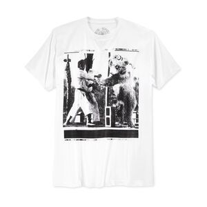 Social Republic Mens Crane Pose Graphic T-Shirt, White, NWT